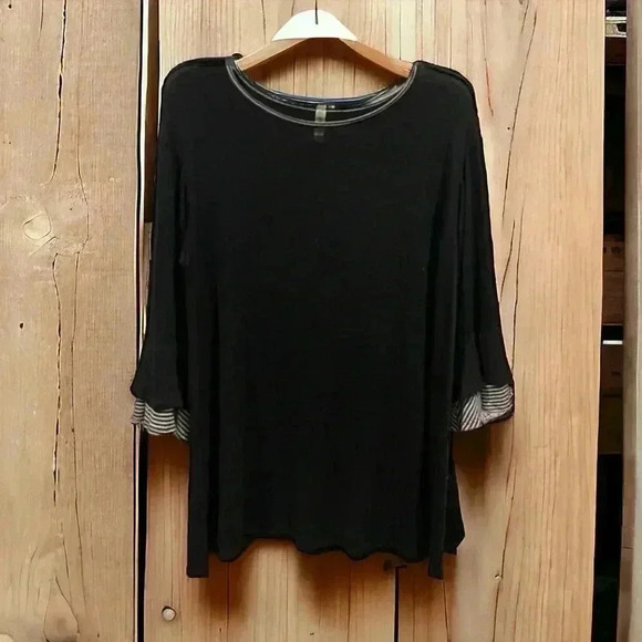 Emerald Black Tunic with Striped Accents – Women’s Size Large - Picture 1 of 2